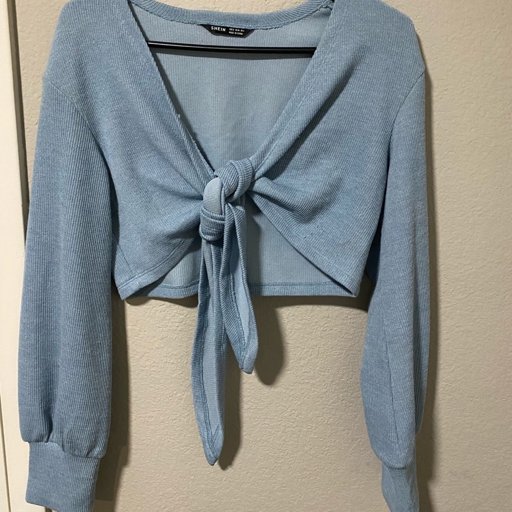 Cute tie up crop sweater